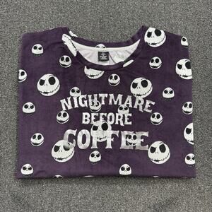 Nightmare Before Christmas Women's Coffee Velour Sleep Lounge Shirt Plus Size 3X